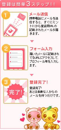 �o�^�͊ȒP3�X�e�b�v�B�@���[�����M�A�t�H�[�����͇B�o�^����!
